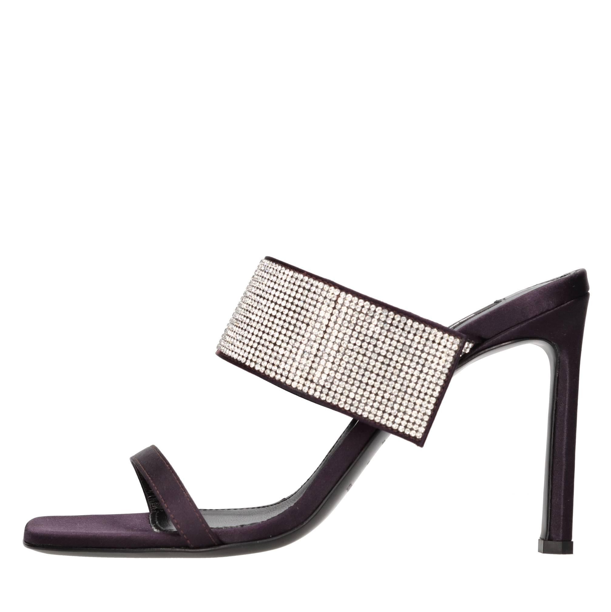 Mules in raso e strass 