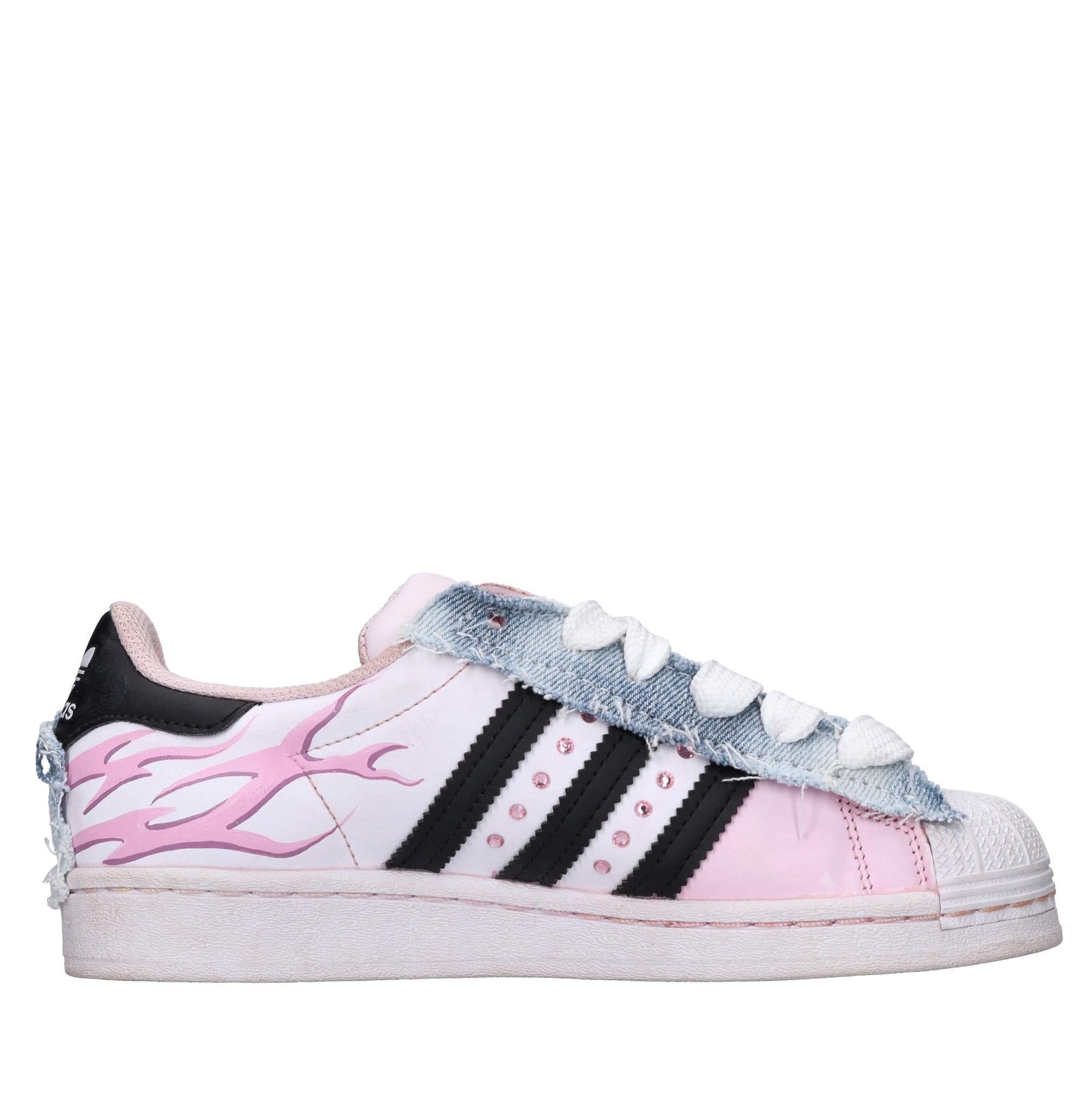Sneakers in pelle e tessuto 