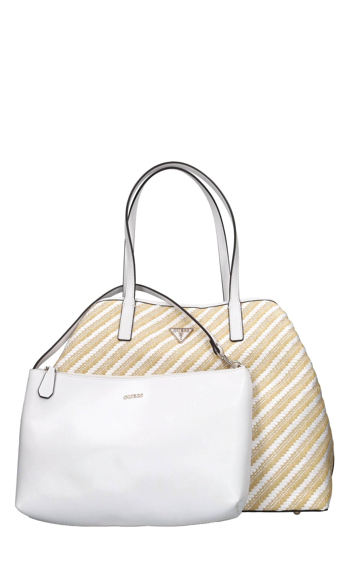 Borsa in rafia tessuto ed ecopelle 