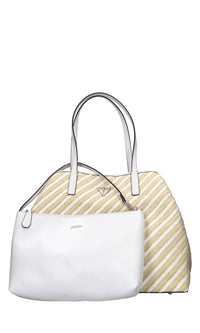 Borsa in rafia tessuto ed ecopelle 