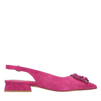 Ballerine slingback in camoscio con accessorio gioiello 