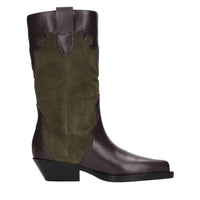 Stivali texani in pelle e camoscio 