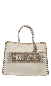 Borsa Moritzino in juta ,perline e pelle 