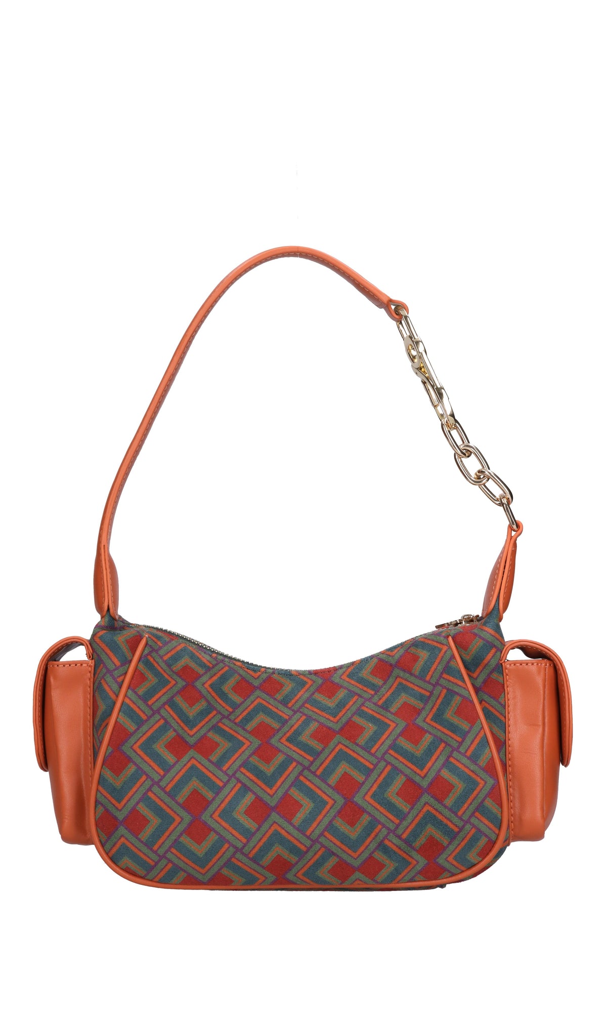 Borsa in pelle e tessuto 