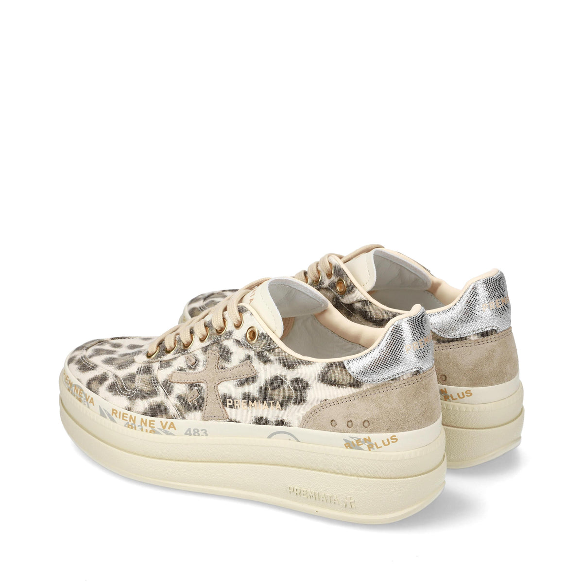 Sneakers in pelle scamosciata e tessuto 