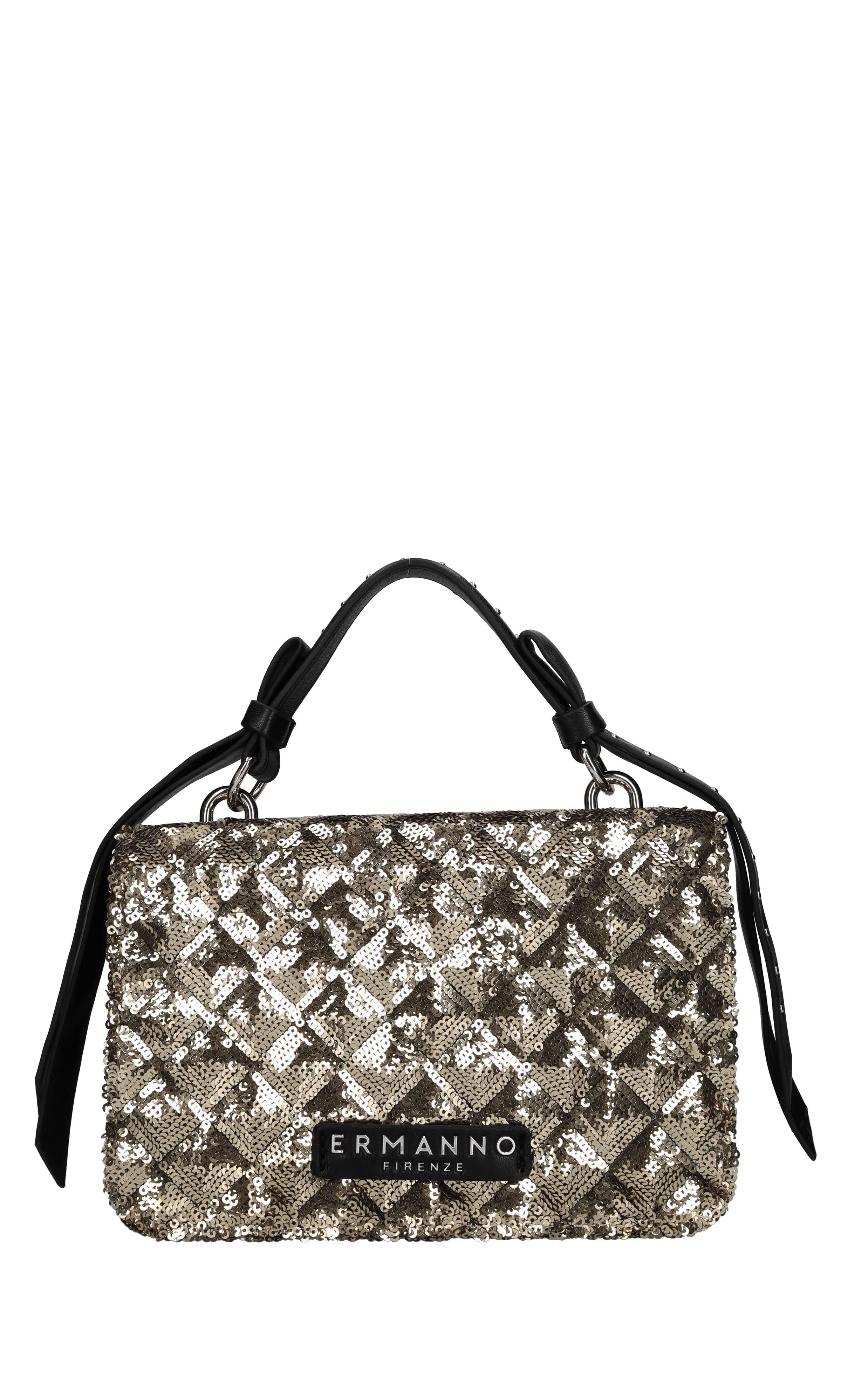 Borsa in ecopelle e paillettes 