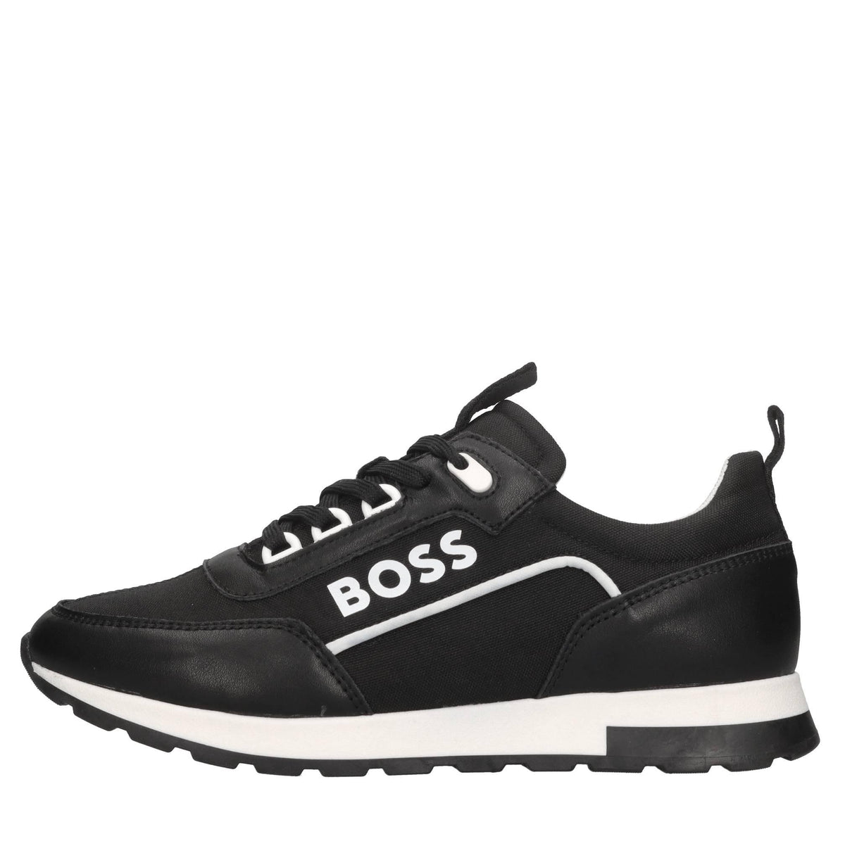 Sneakers in pelle e tessuto 