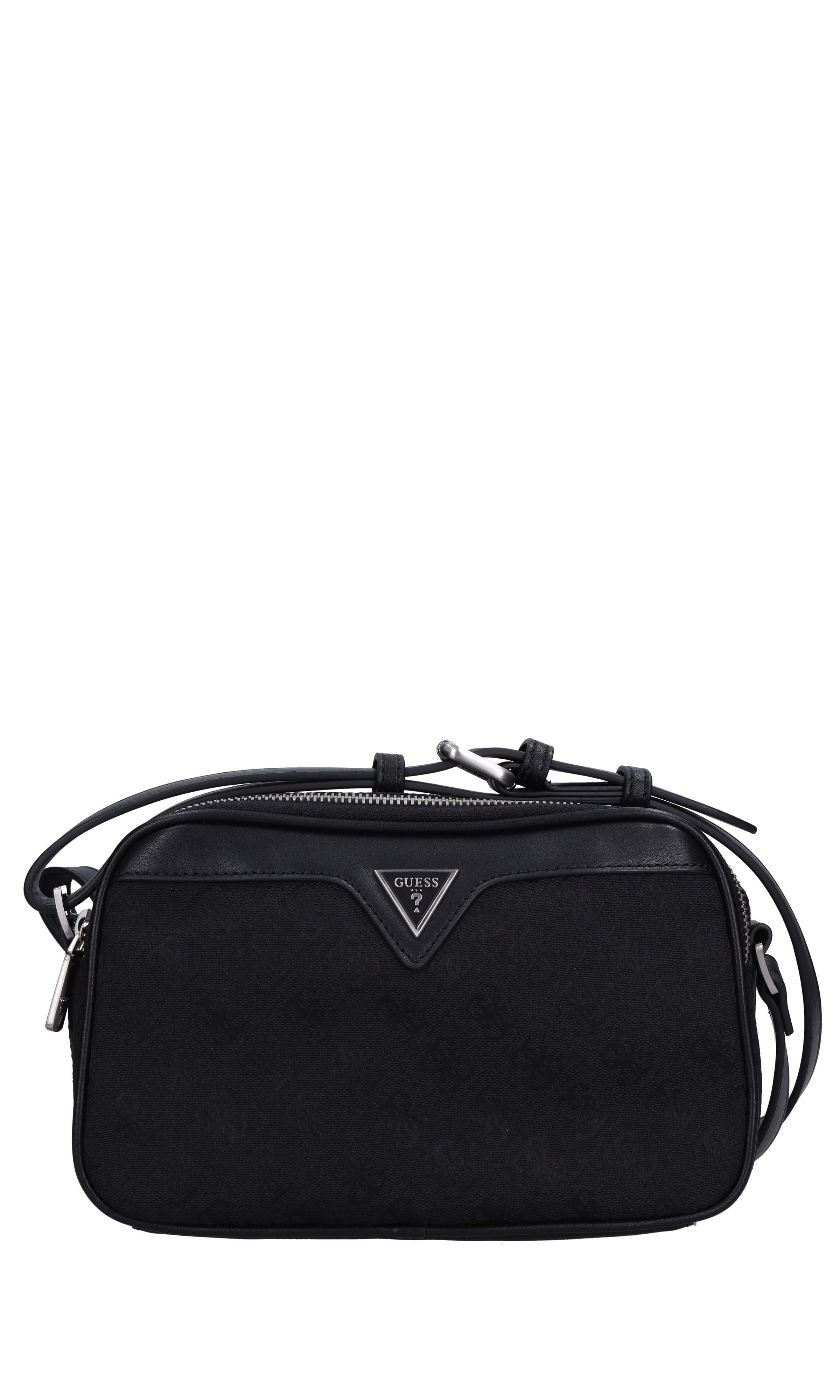 Borsa in tessuto con inserti in ecopelle 