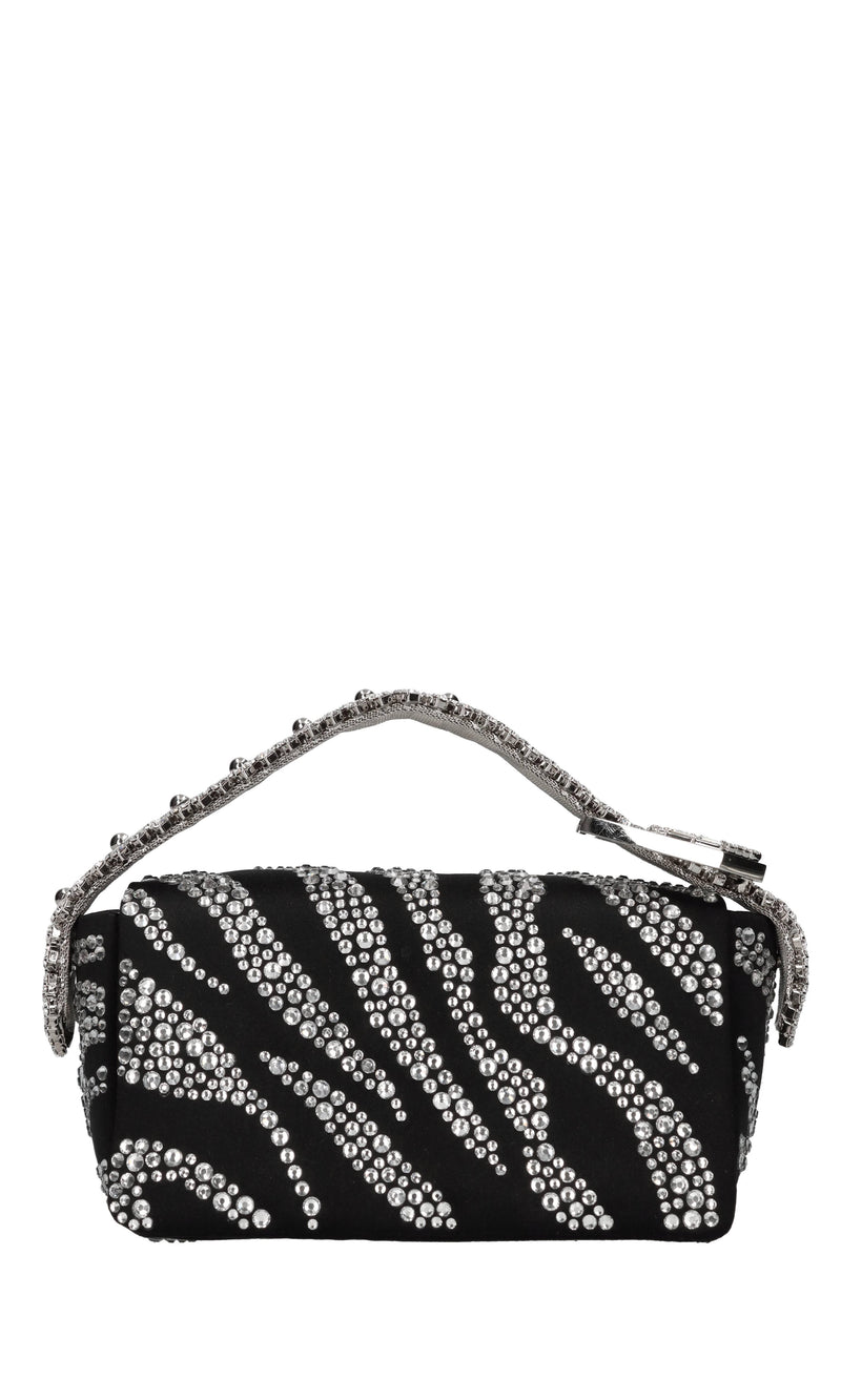 Borsa mini in raso e strass 