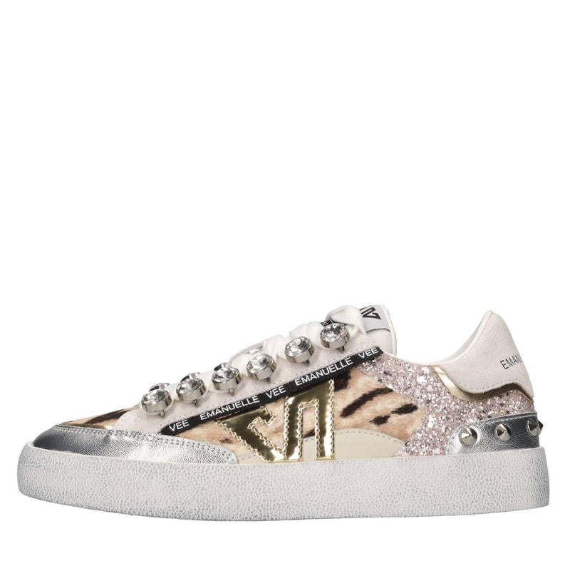 Sneakers in pelle,cavallino,glitter e strass 