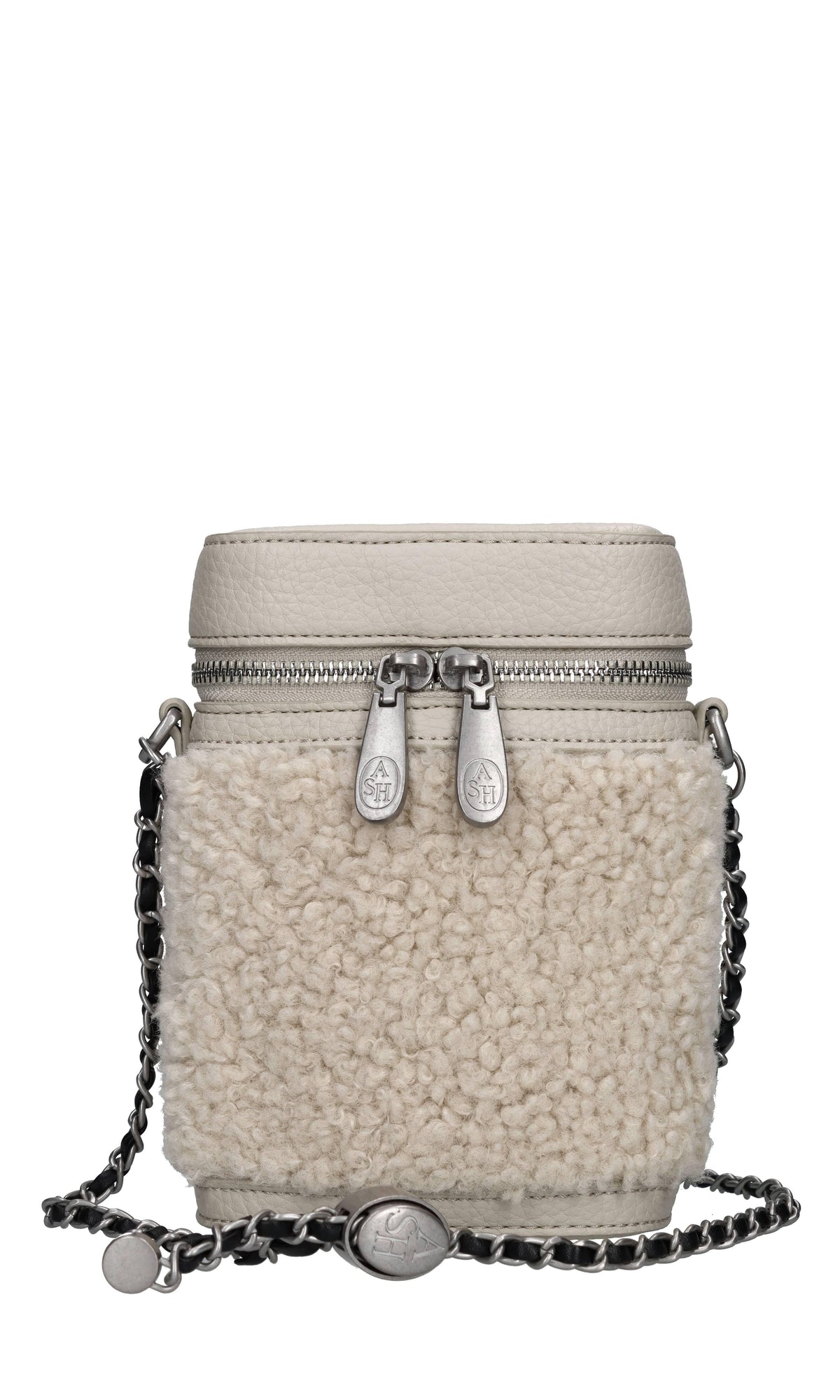 Borsa in pelle ed ecopelliccia 