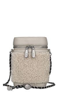 Borsa in pelle ed ecopelliccia 