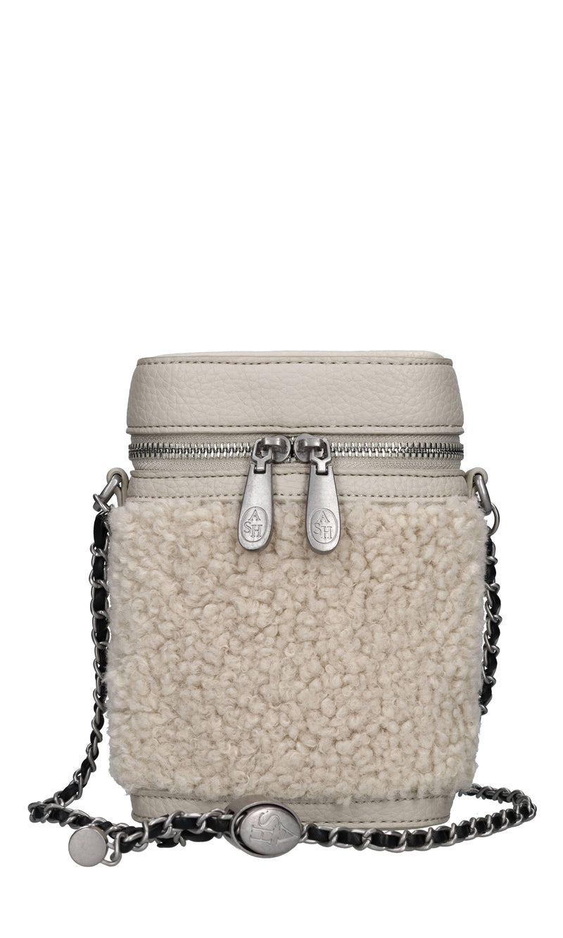 Borsa in pelle ed ecopelliccia 