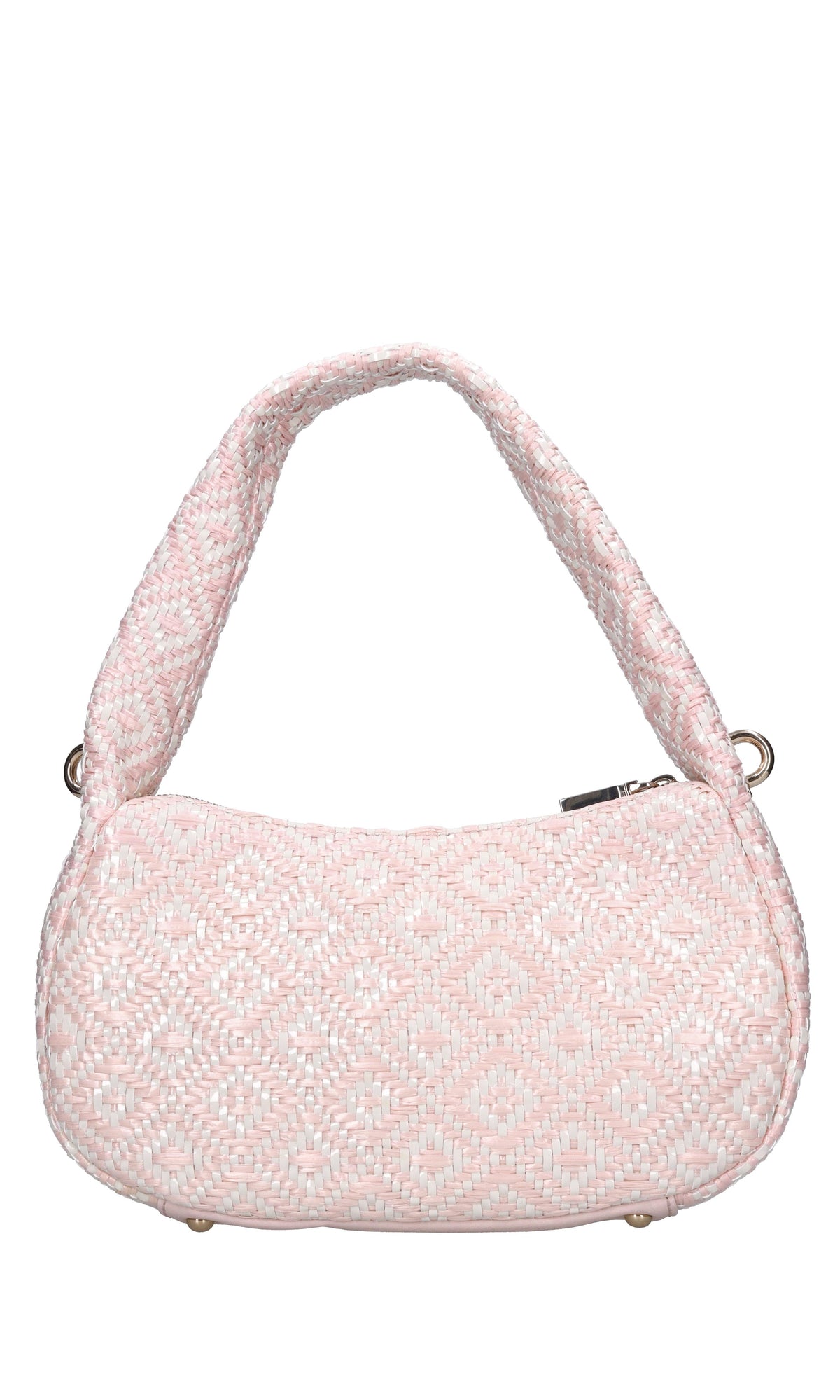 Borsa in ecopelle e rafia intrecciata 