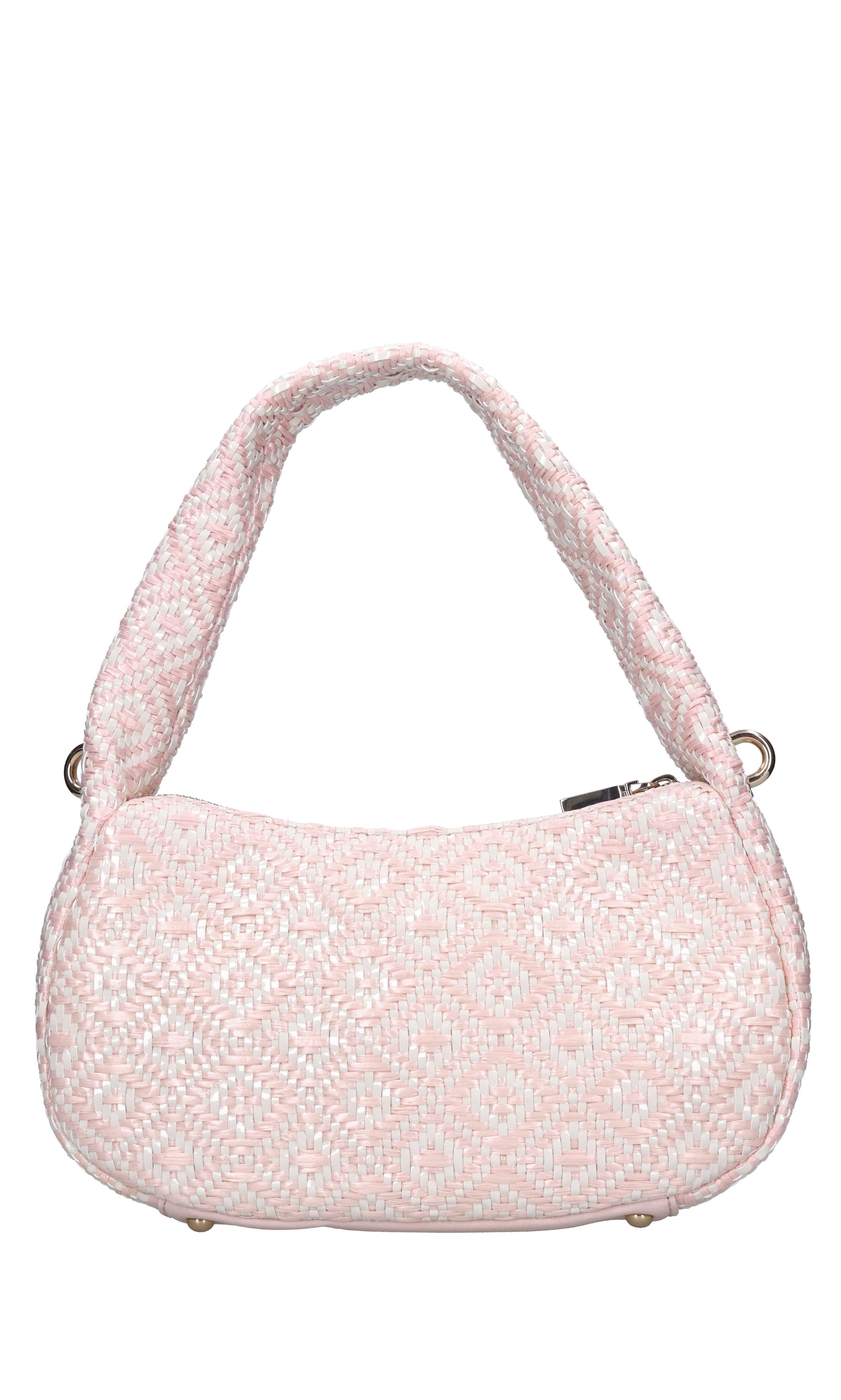 Borsa in ecopelle e rafia intrecciata 