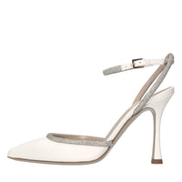 Décolleté slingback in pelle e microstrass 
