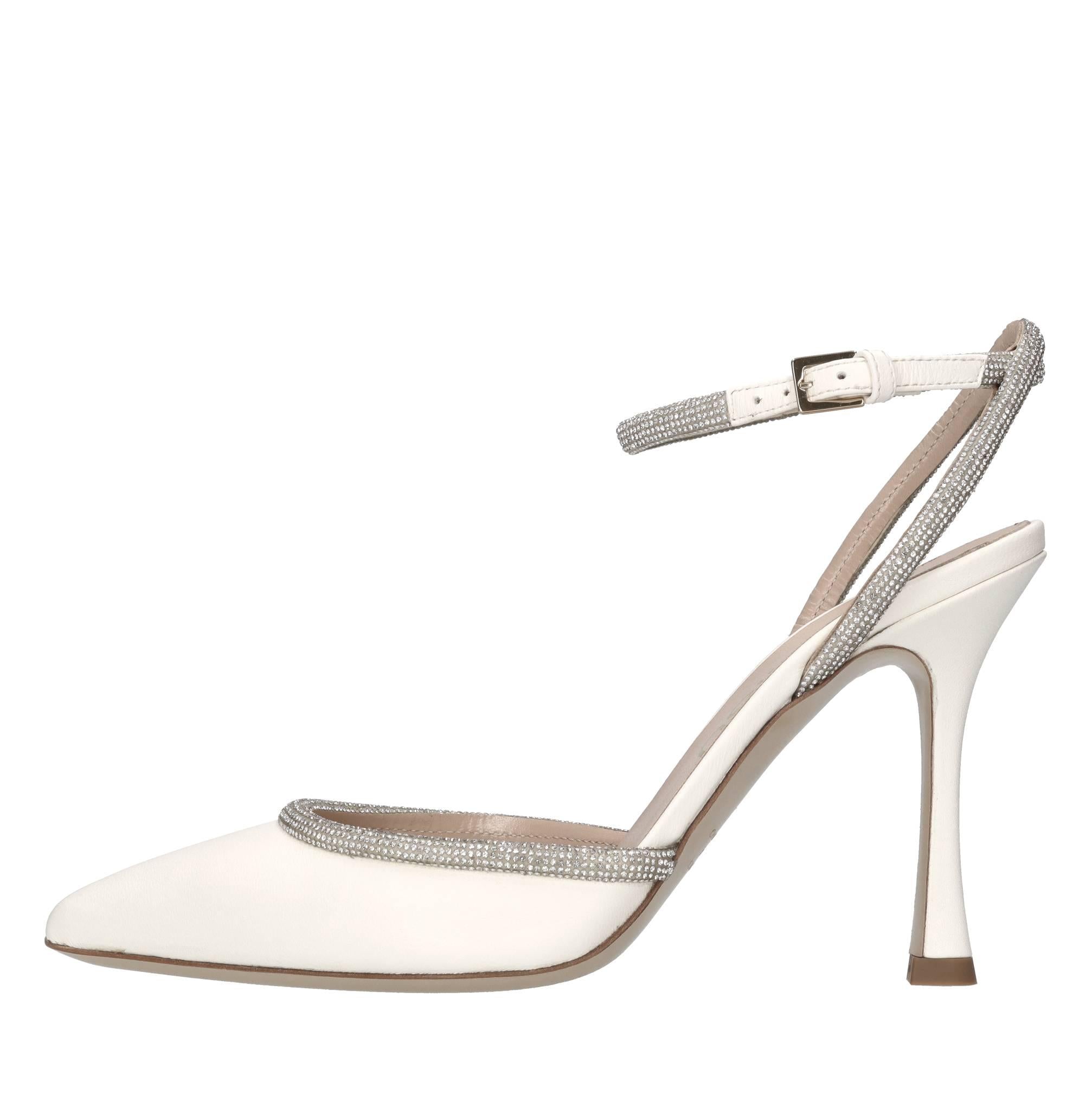 Décolleté slingback in pelle e microstrass 