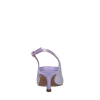 Décolleté slingback in tessuto e brillantini 