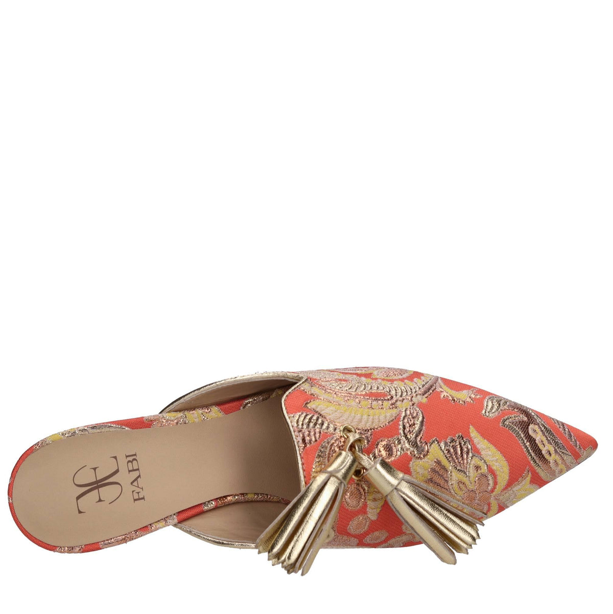 Sabot in pelle e tessuto 