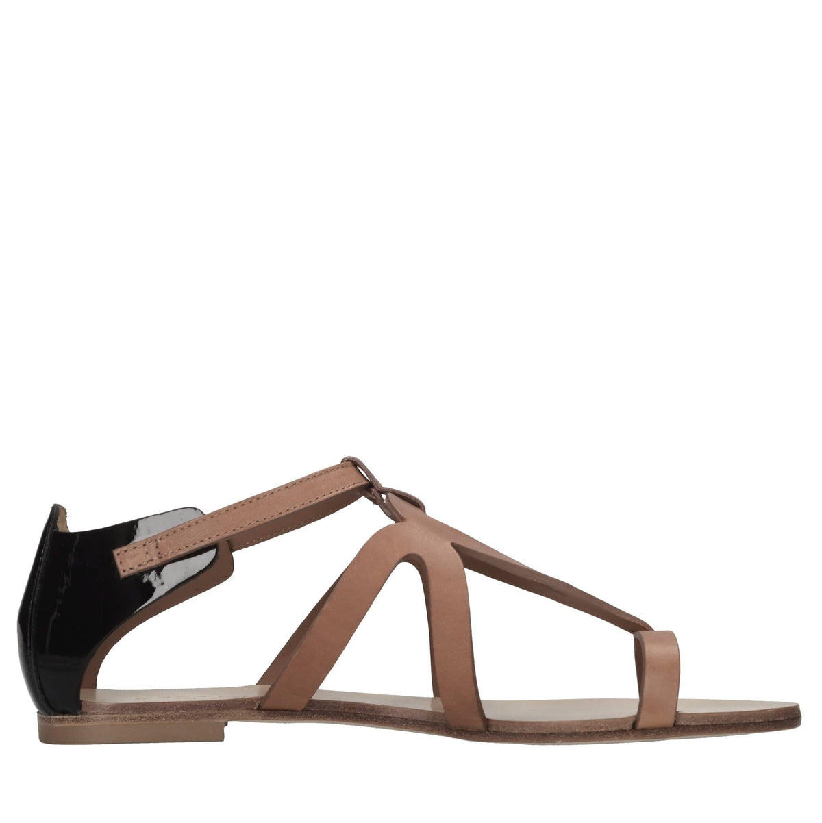 Sandali in pelle e vernice 