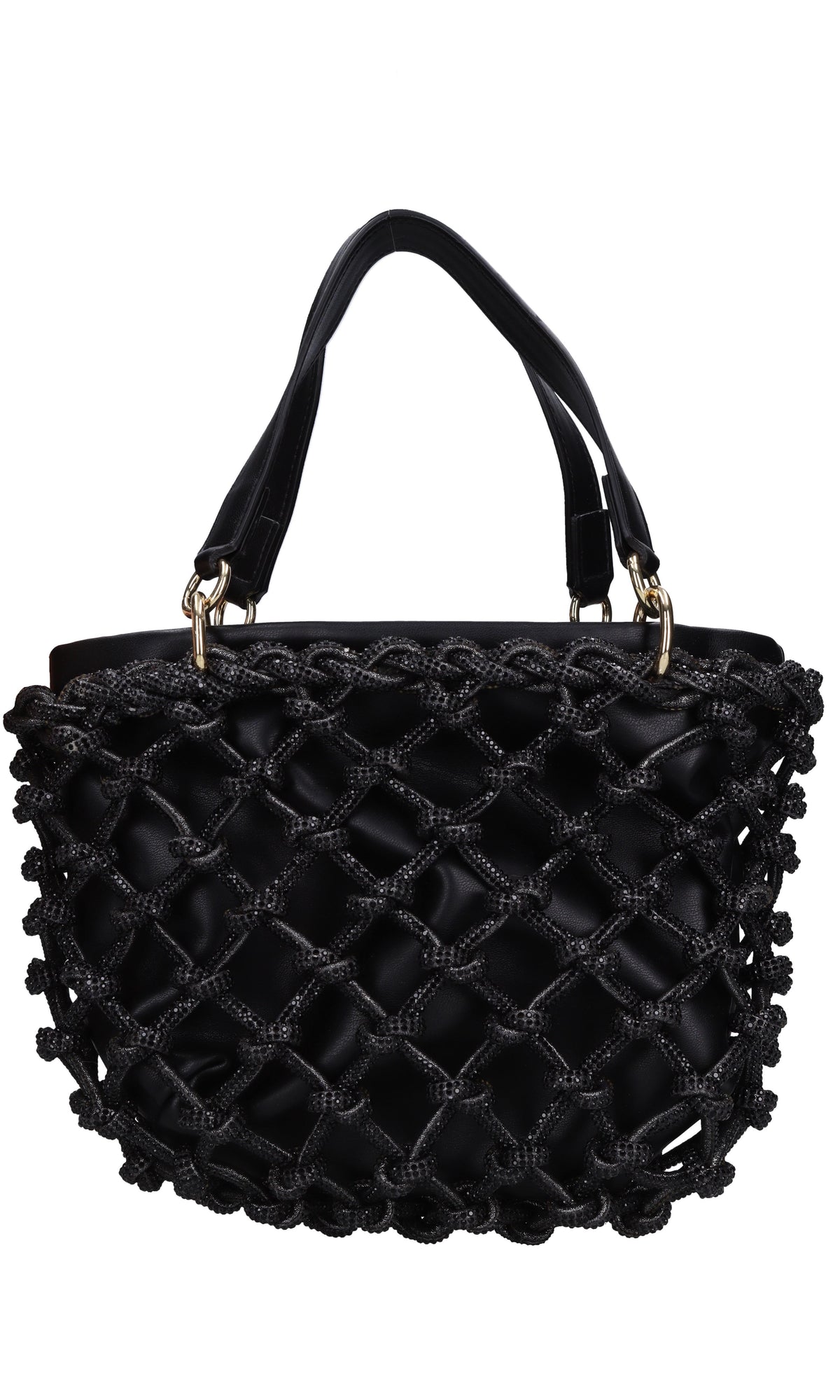 Borsa in ecopelle e strass modello Kobo Knots 