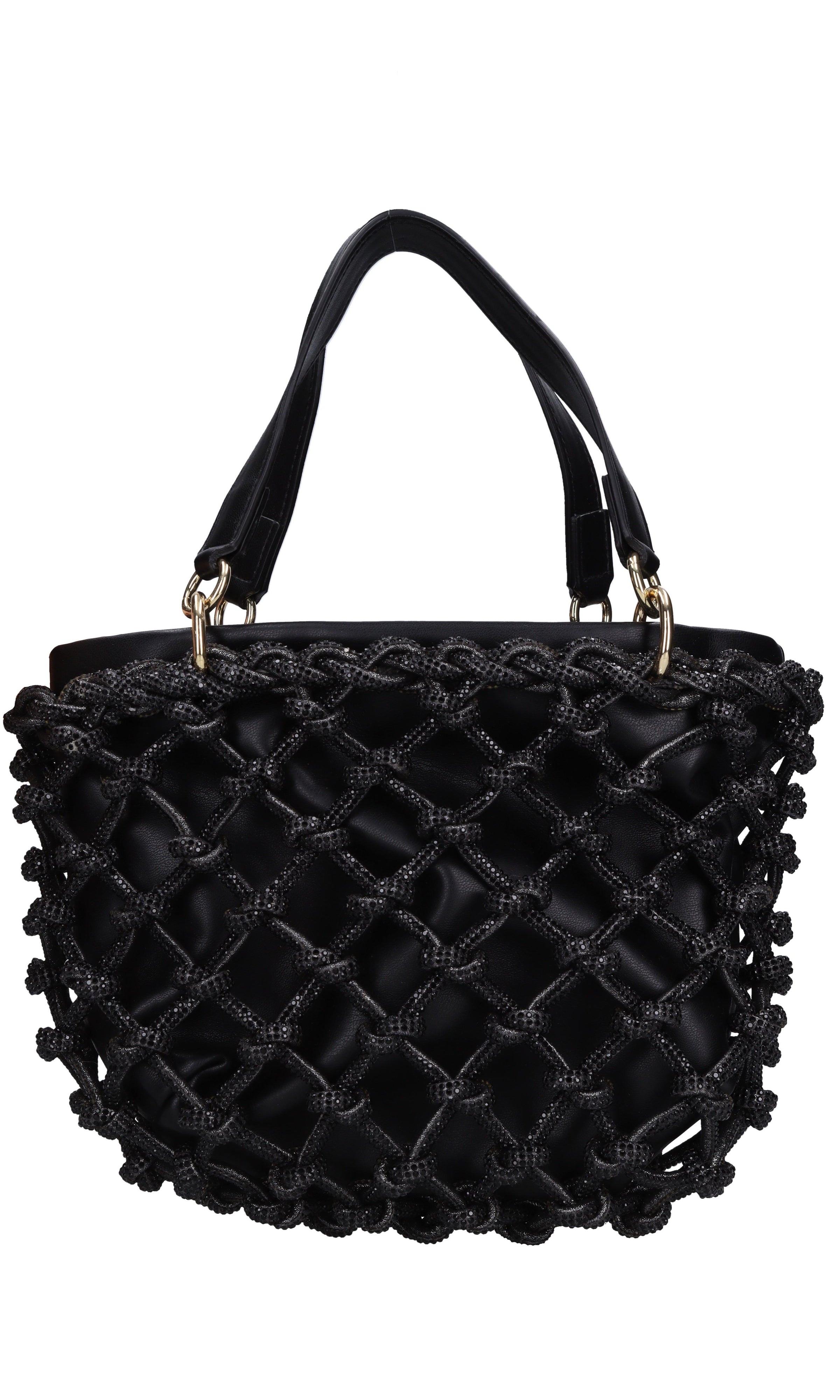 Borsa in ecopelle e strass modello Kobo Knots 