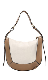 Borsa in pelle e tessuto 