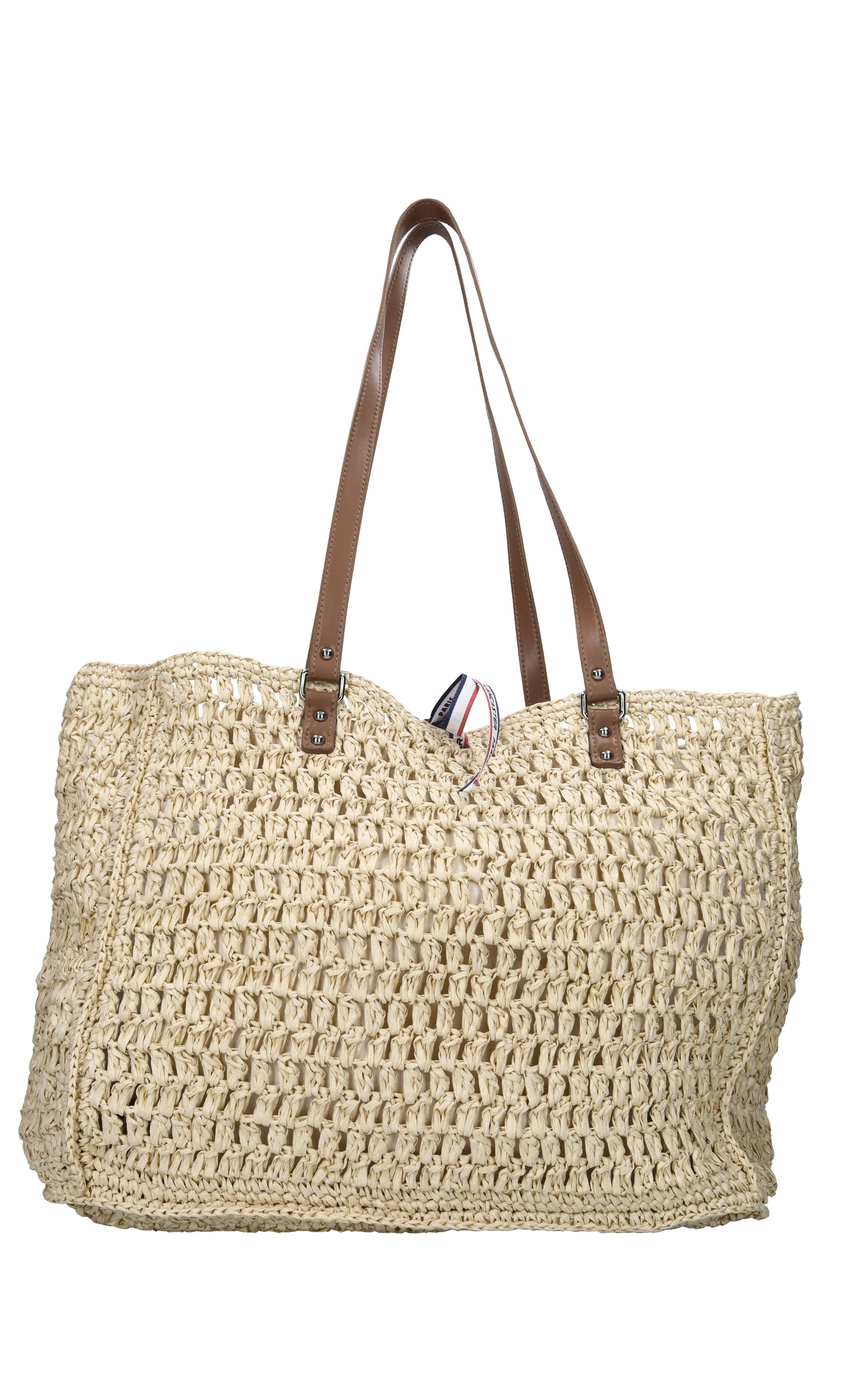 Borsa in paglia naturale e pelle 