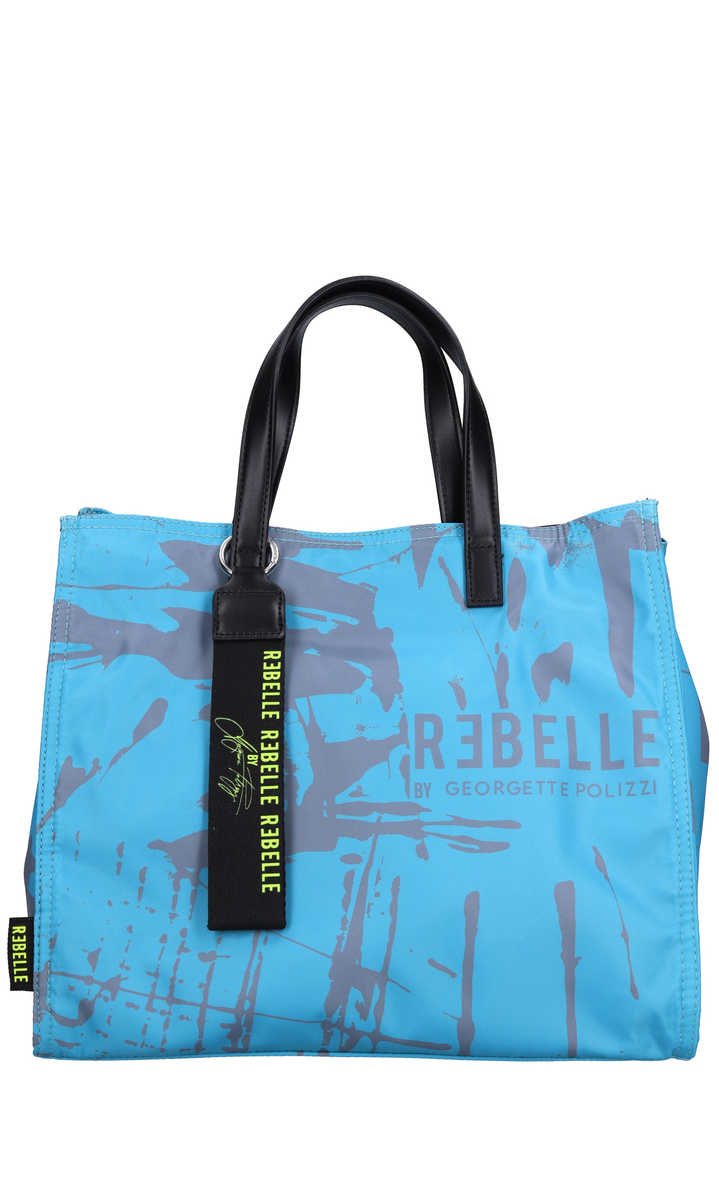 Borsa in pelle e tessuto 