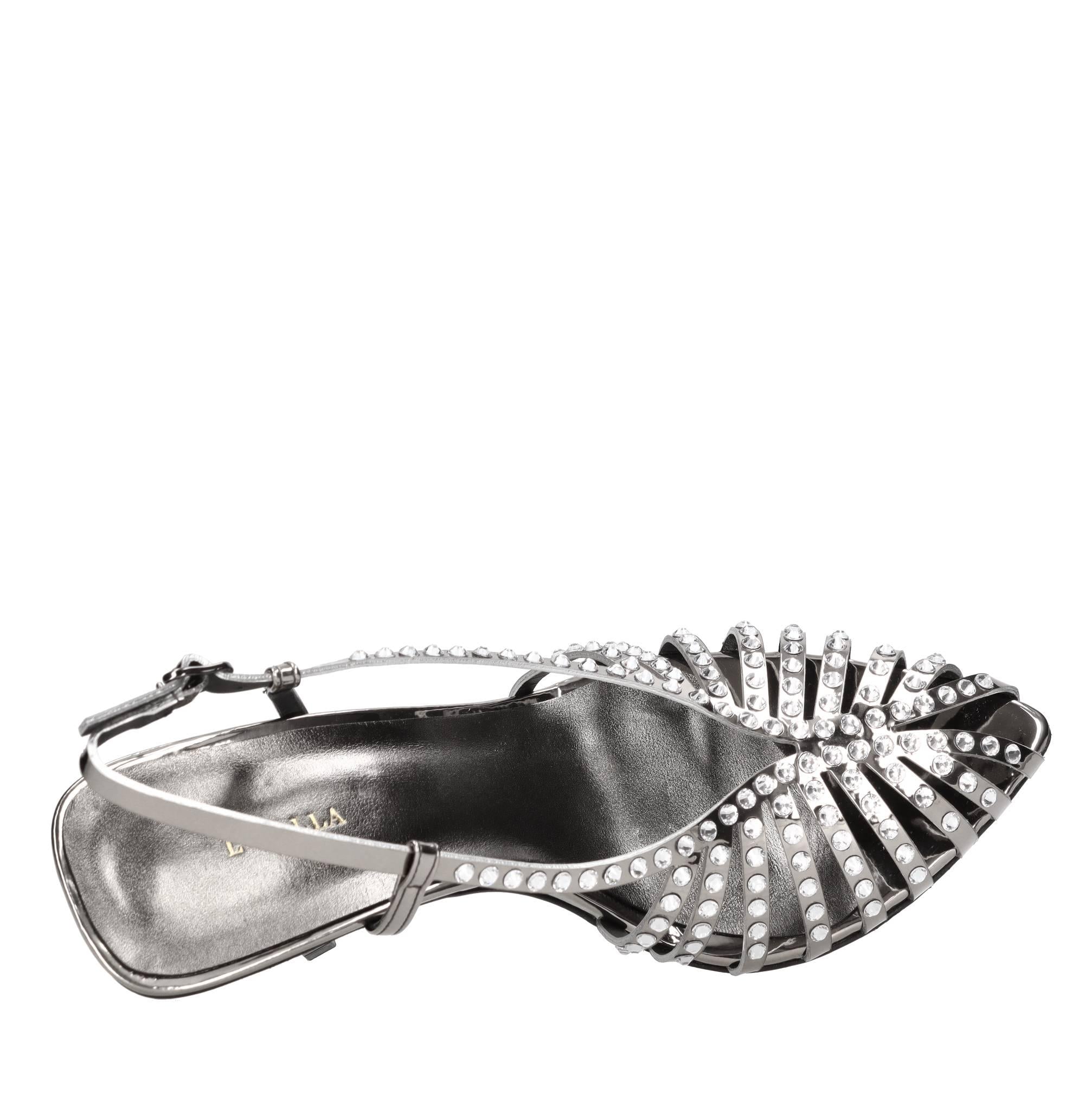 Décolleté Slingback modello CAGE PINS in ecopelle e strass 