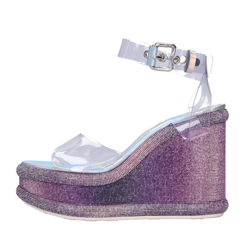 Sandali zeppa in plexi 