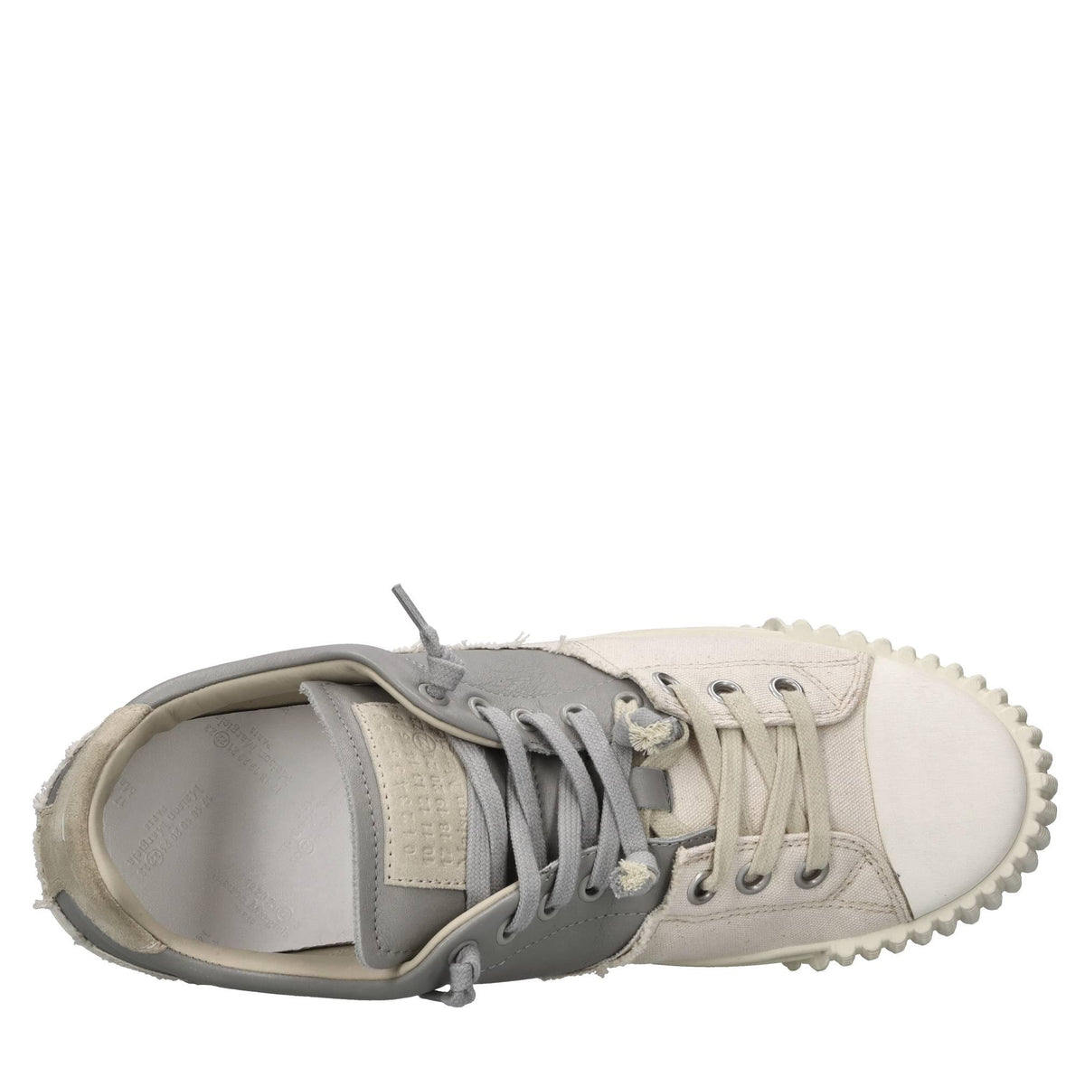 Sneakers in pelle e tessuto 