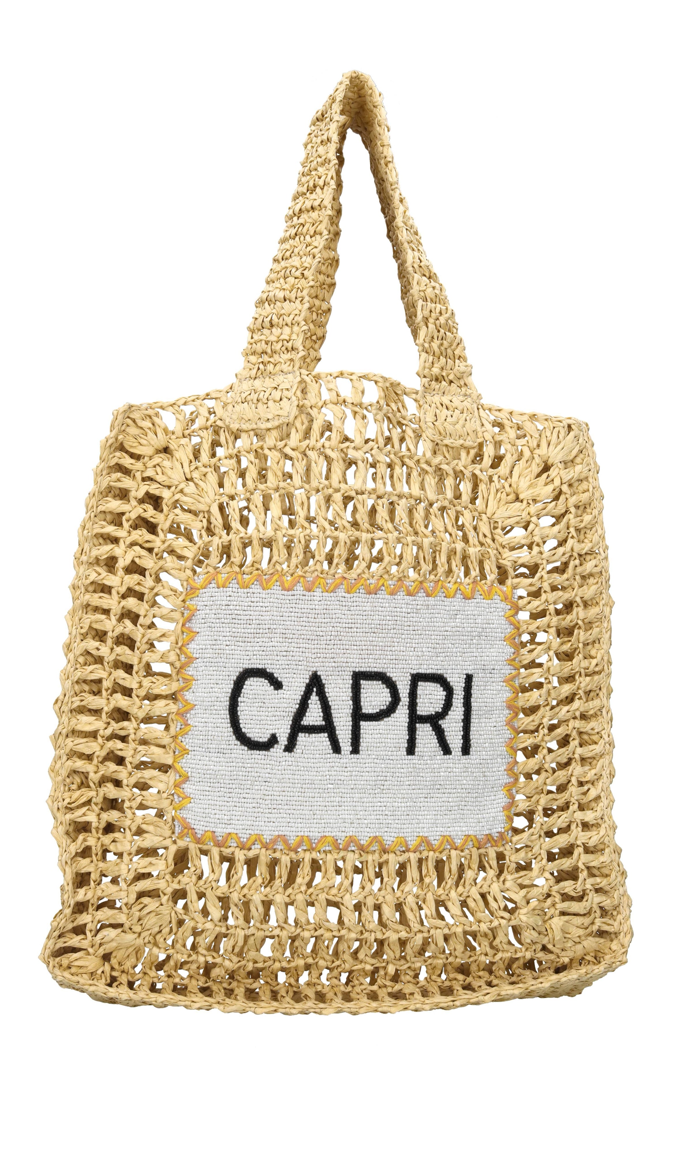 Borsa Capri in rafia e perline 
