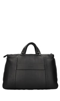 Borsa portadocumenti espandibile in pelle e tessuto 