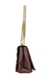 Borsa in pelle e tessuto 