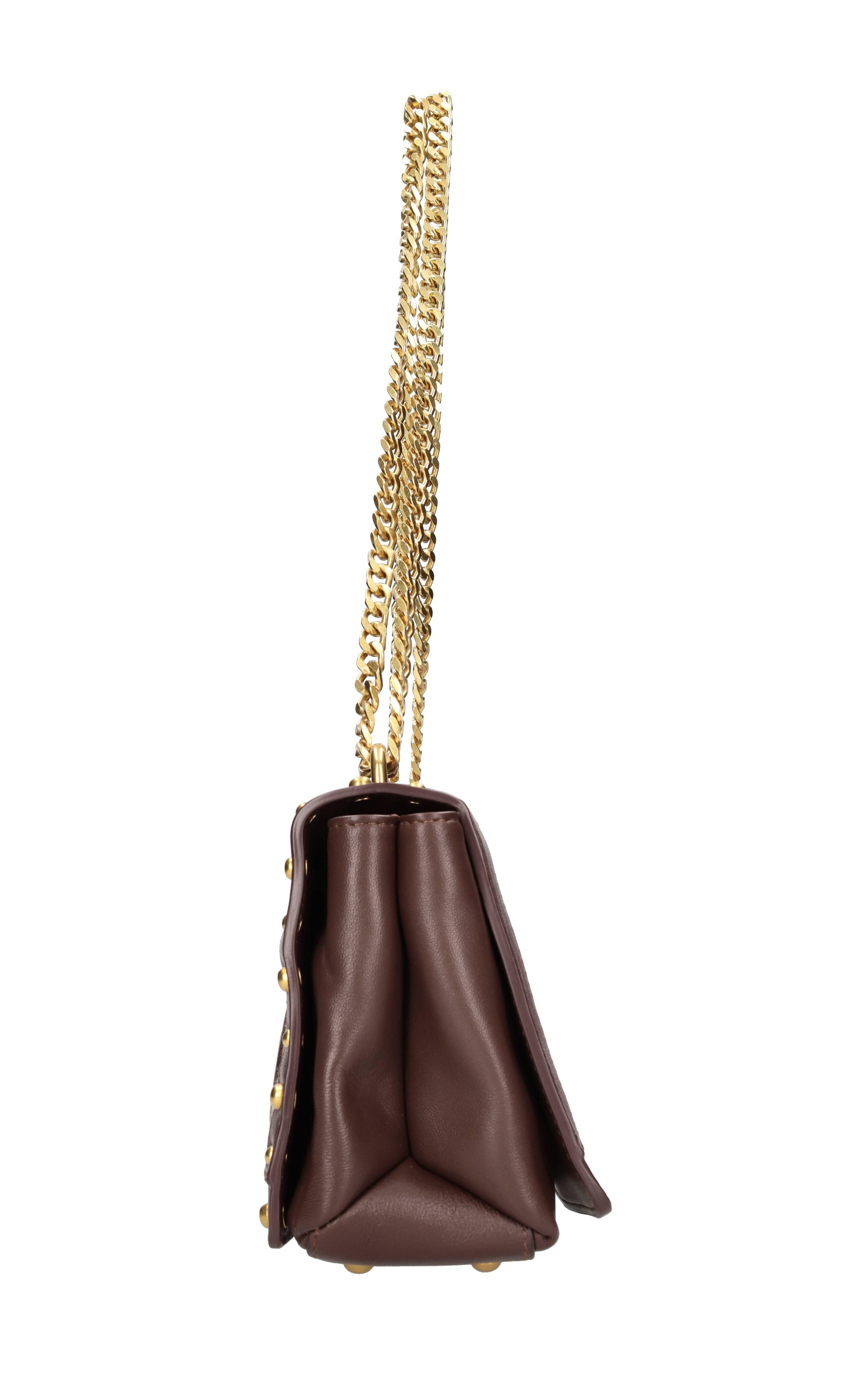 Borsa in pelle e tessuto 
