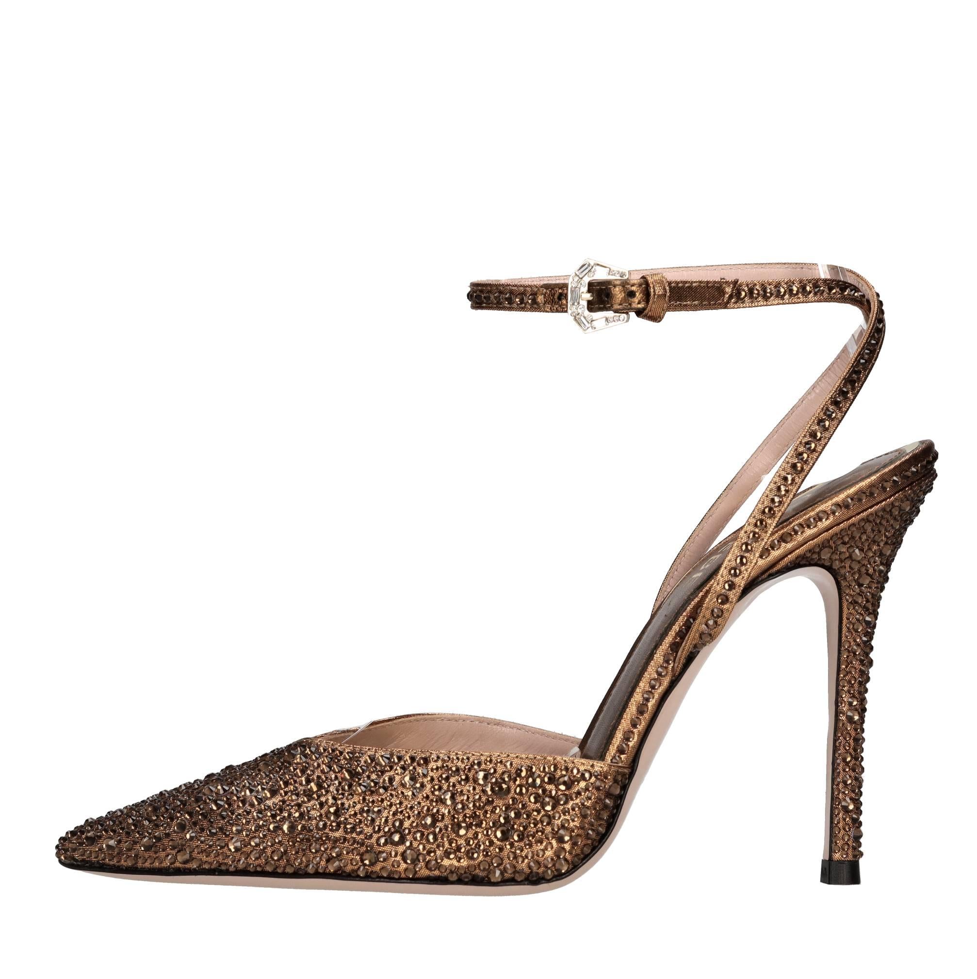 Décolleté slingback modello Deva in raso e strass 