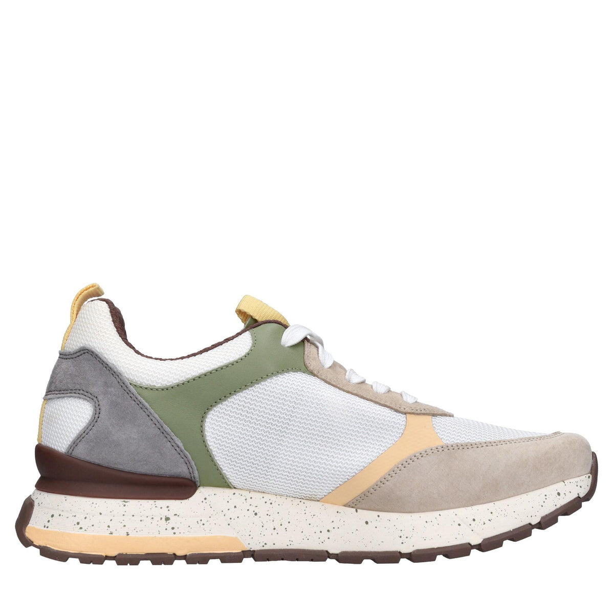 Sneakers in pelle e tessuto 