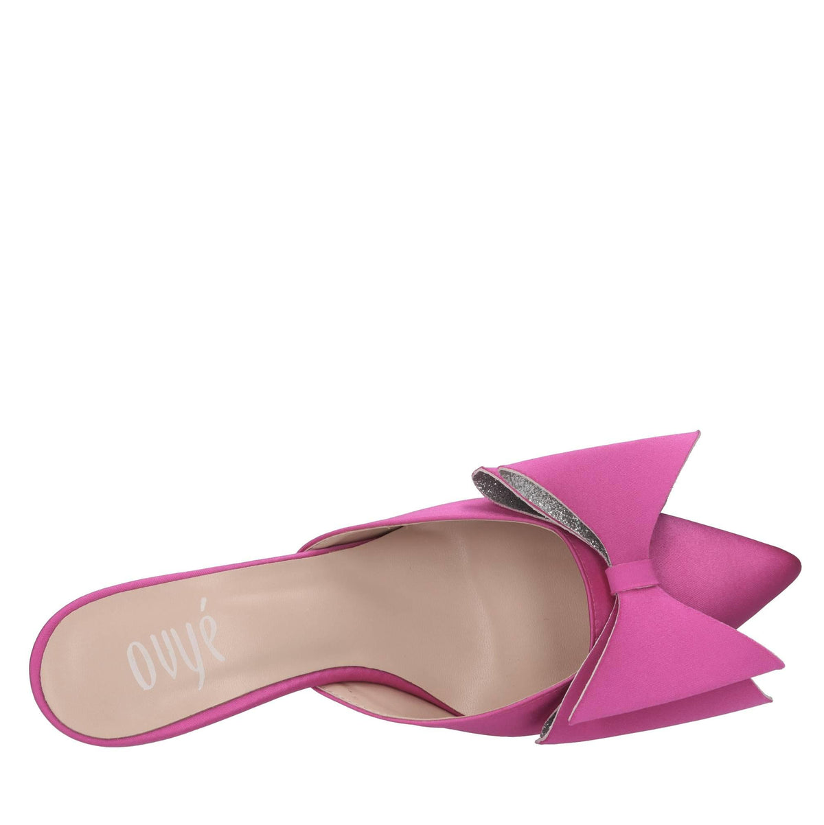 Mules in raso e glitter 