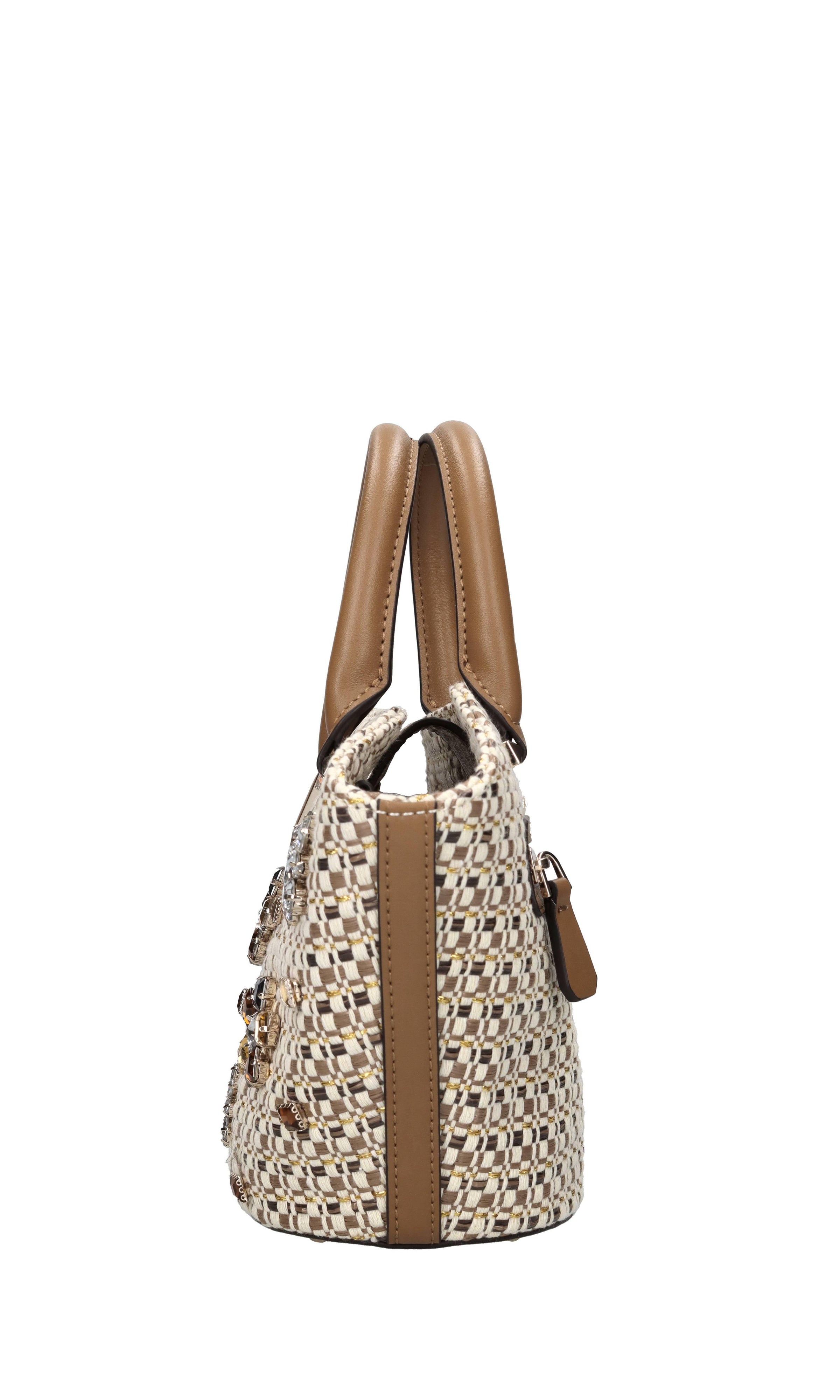 Borsa in tessuto, rafia ed ecopelle 