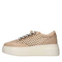 Sneakers in pelle,tessuto e strass 
