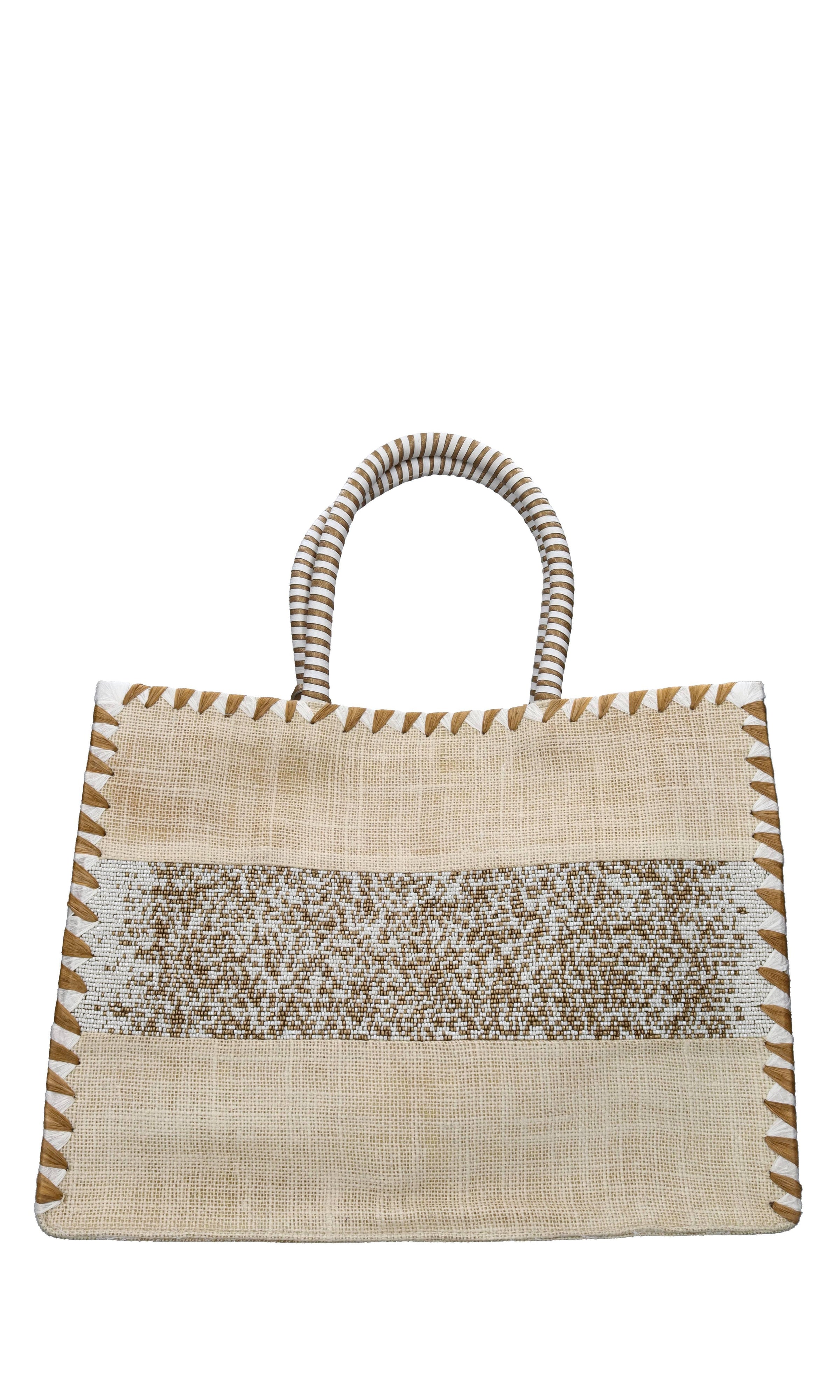 Borsa in juta,perline e pelle 