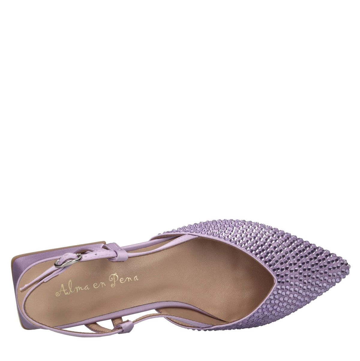 Ballerine slingback in raso e strass 
