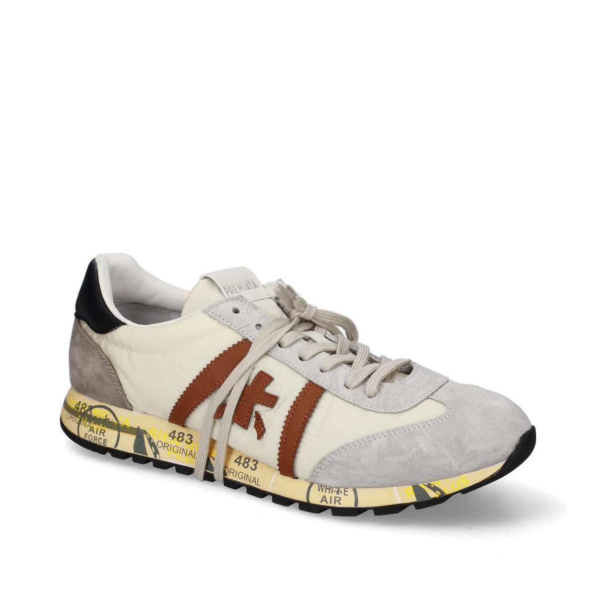 Sneakers in pelle ecopelle e tessuto 