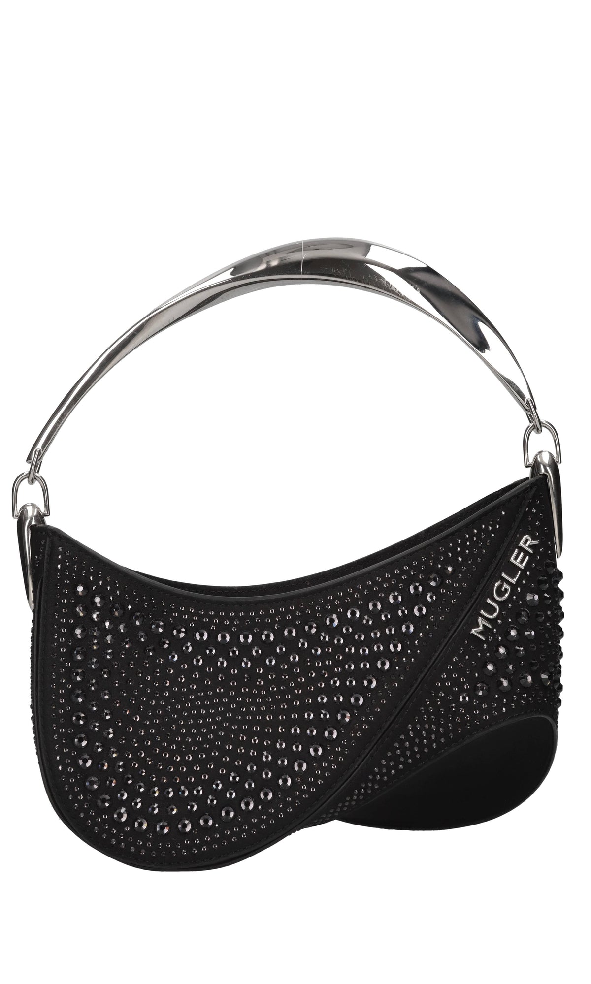 Borsa Spiral Curve in raso e cristalli 