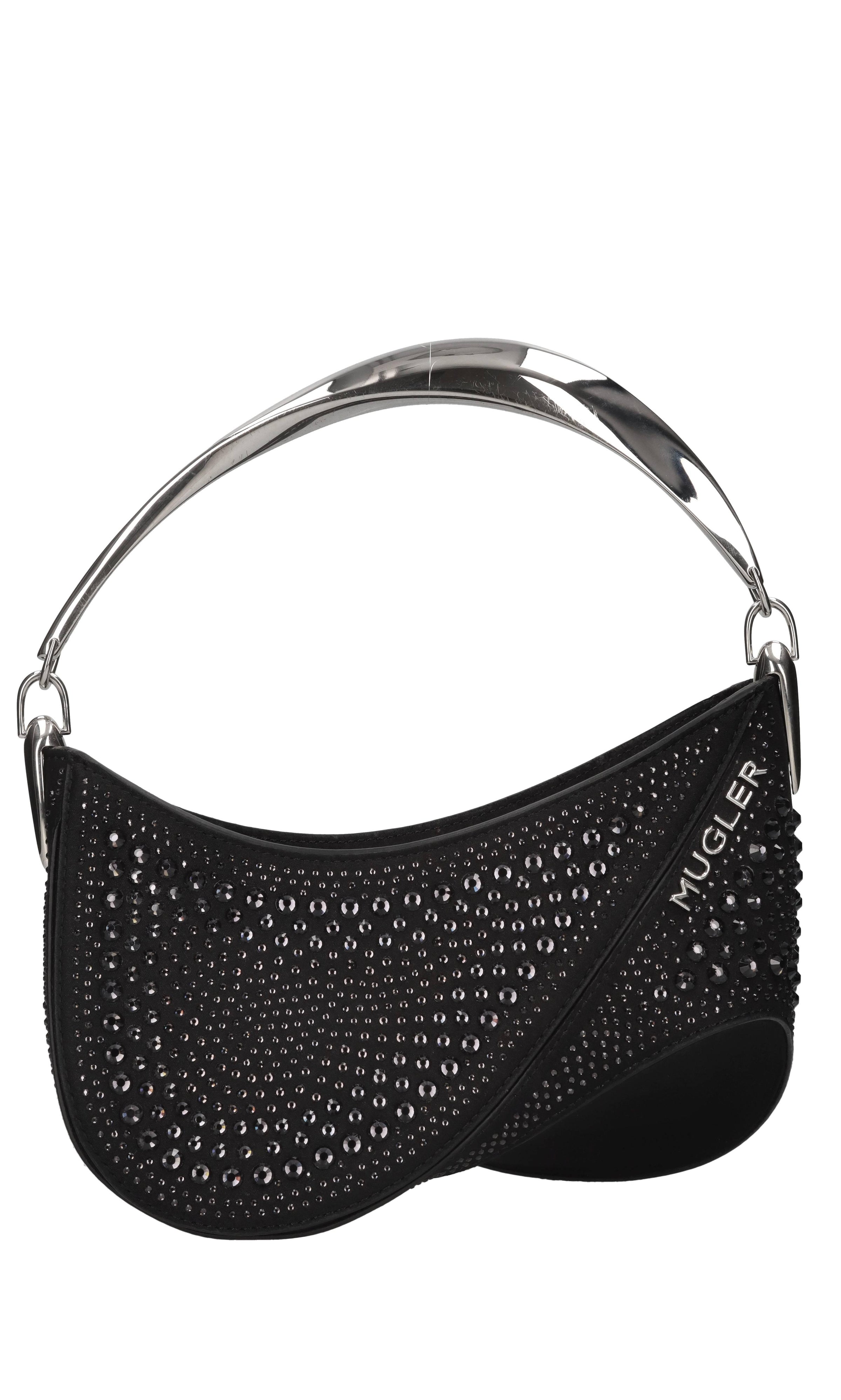 Borsa Spiral Curve in raso e cristalli 