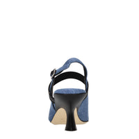 Décolleté slingback in denim 