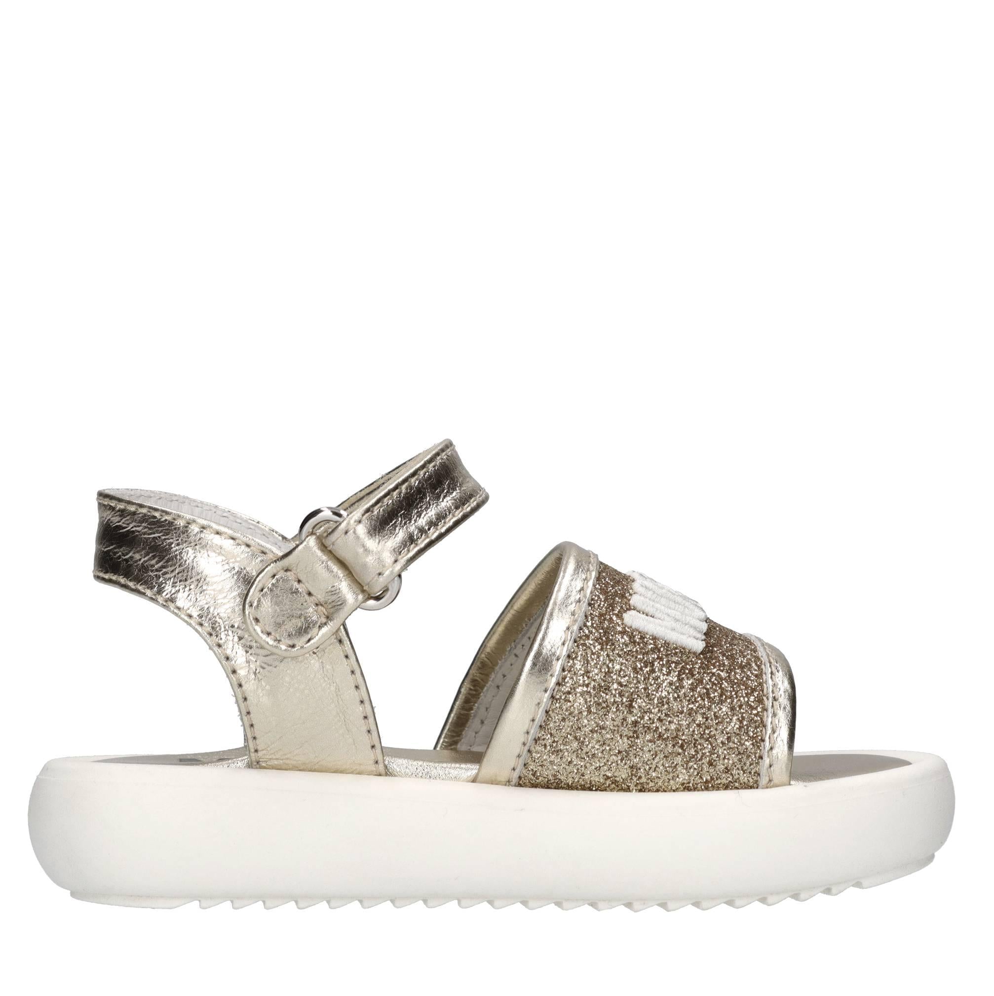 Sandali in pelle e microglitter 
