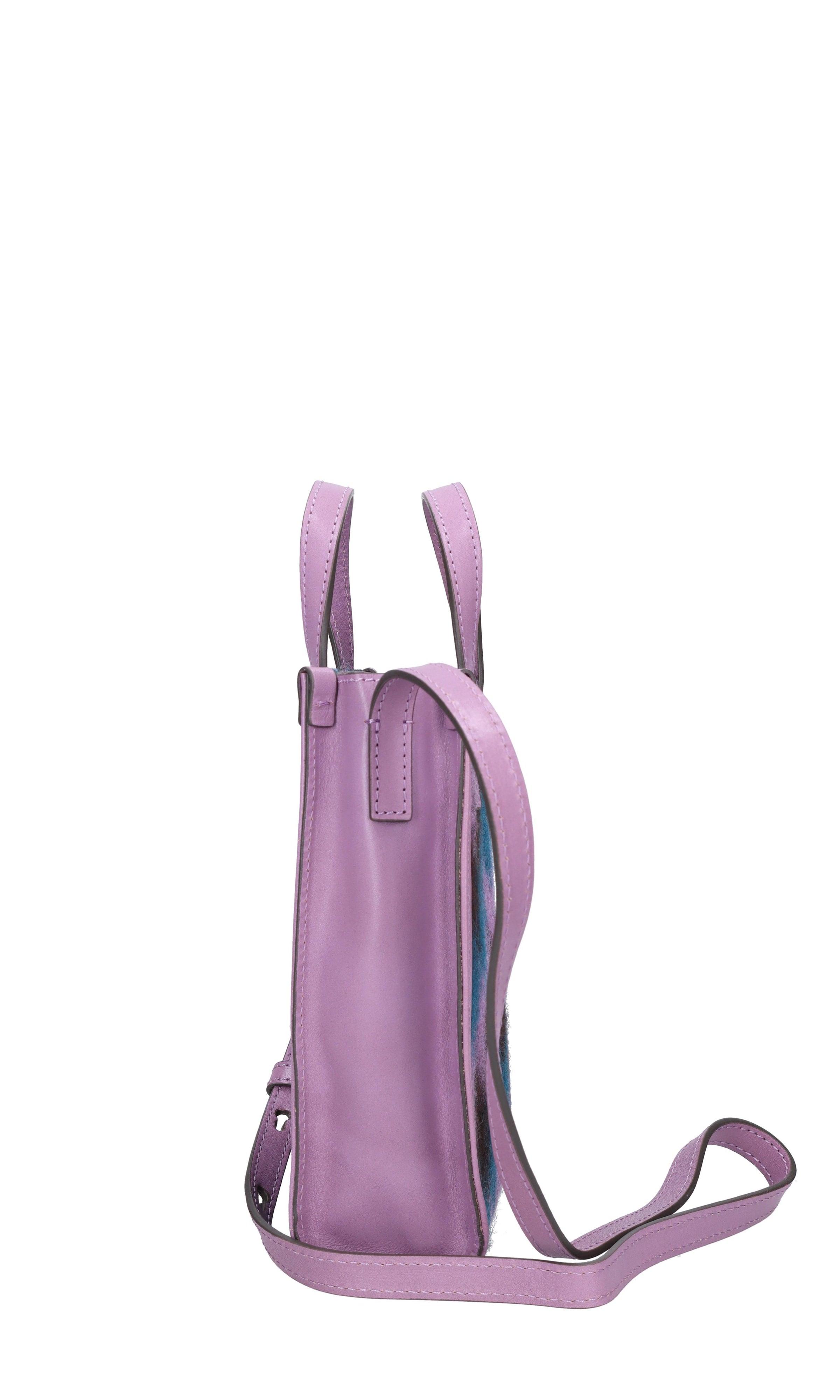 Borsa in pelle e tessuto 