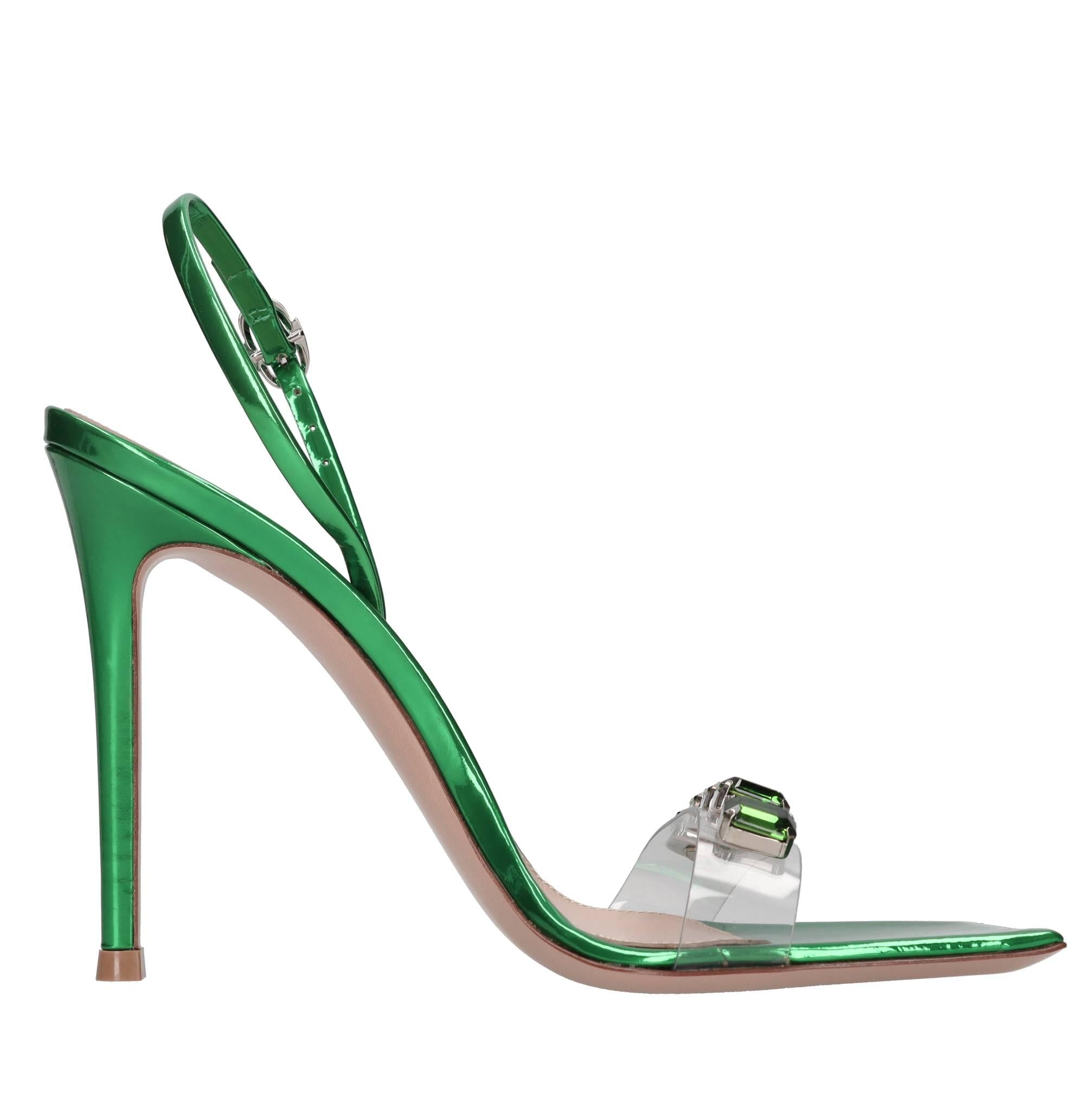 Sandali modello RIBBON CANDY in plexi e pelle 